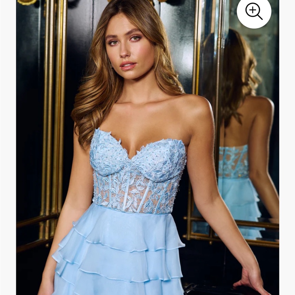 Sherri Hill Light Blue Strapless Dress